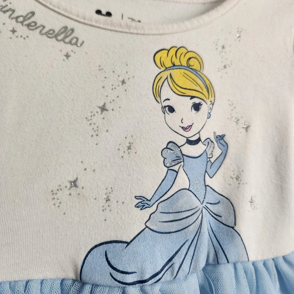 Disney‎ Cinderella Tutu Dress Girls 3T White Blue Glitter Princess